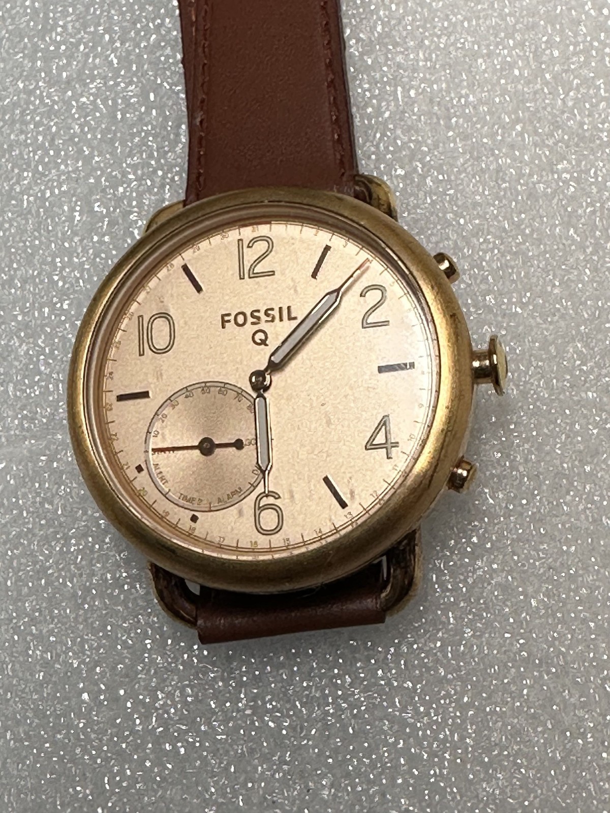 Fossil Q Hybrid Smart Watch Analog Gold Brown Leather 40.1mm