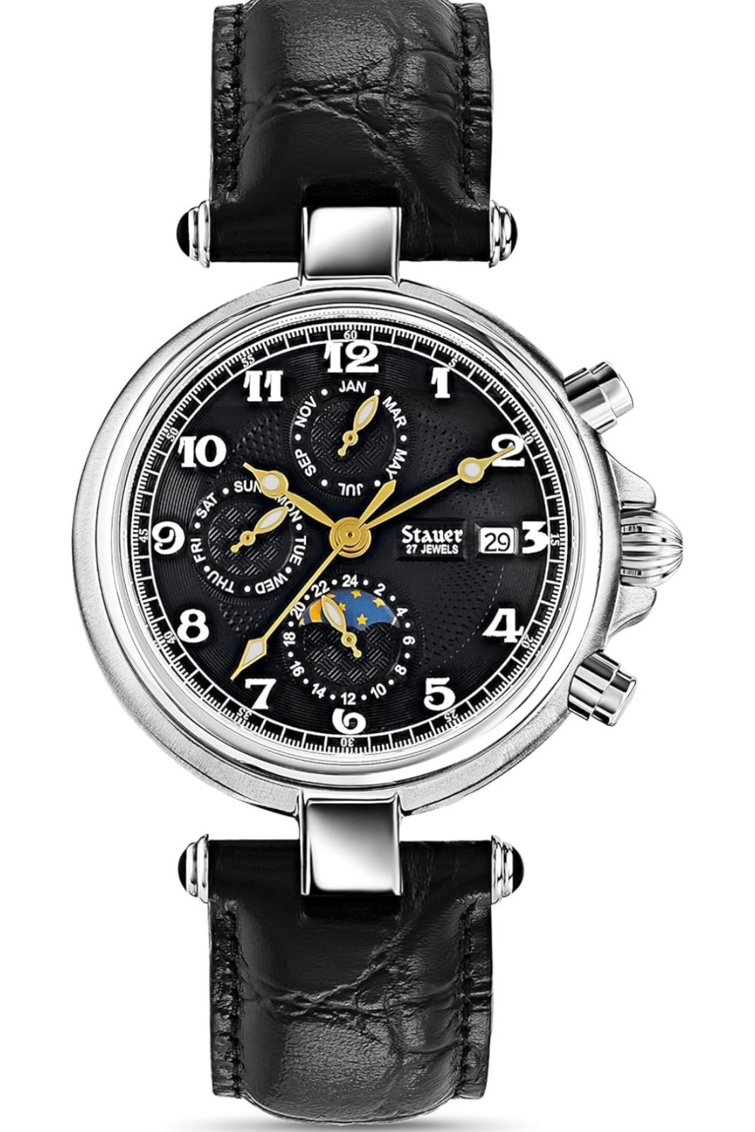 Stauer Noire Automatic Mens Watch – Vintage Style Brand New Moonphase