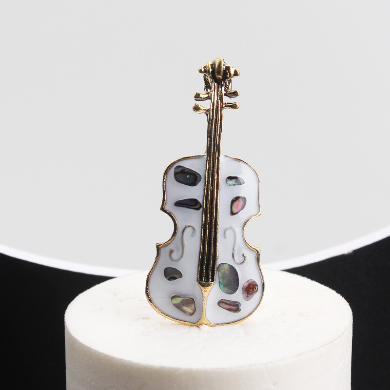 Retro Fashion Versatile Literary Enamel Dripping Oil Violin Brooch