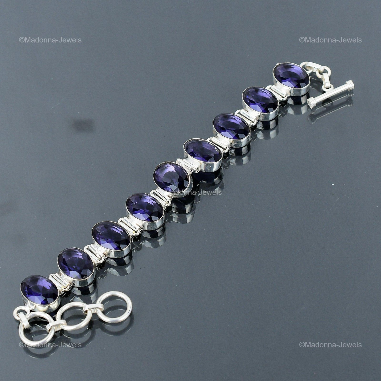 Daughters Day Sale African Amethyst Stone 925 Silver Chain Wife Bracelet Jewelry