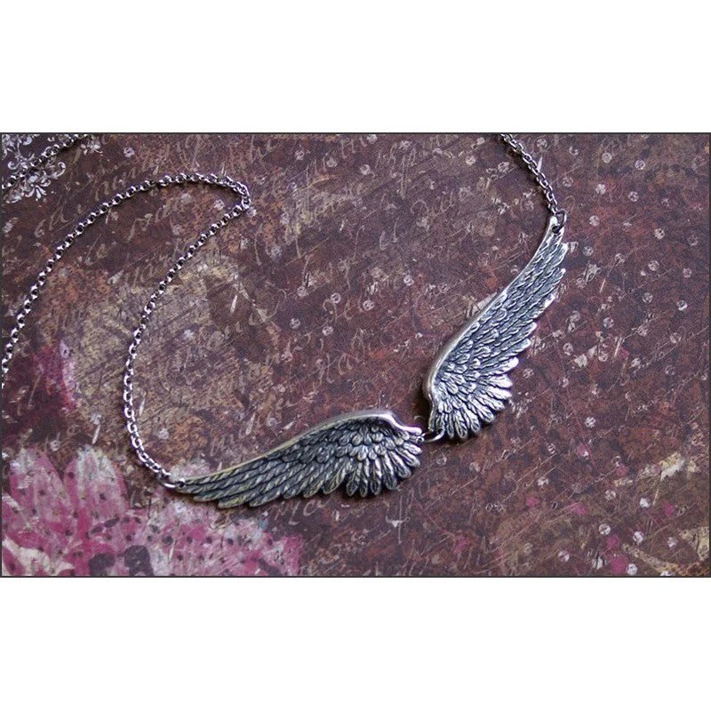 Vintage Angel Wings Feather Choker Necklace Statement Link Collar for Women