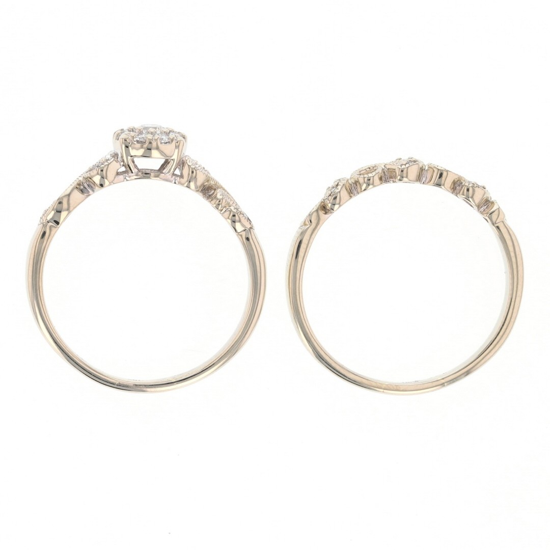 .31ctw Diamond Halo Cluster Vine Wedding Set Rings 10k White Gold Size 8.25