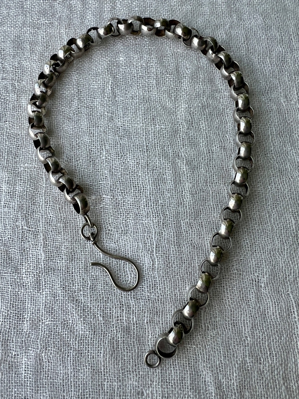 Antique Swedish Sterling Silver Belcher Watch Chain Shepherd Hook 13.5″