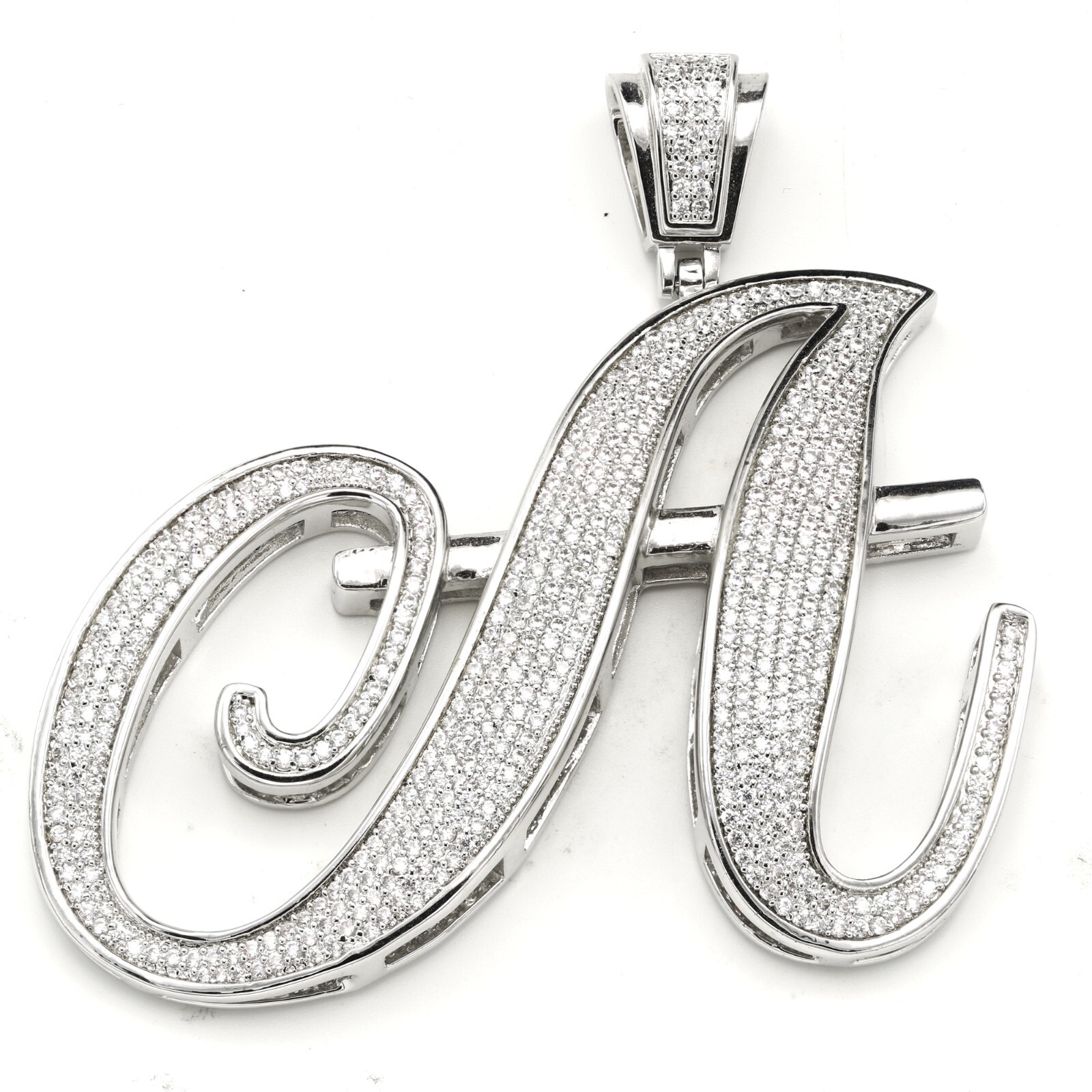 14K Gold Plated Cubic Zirconia Prong Pave Setting Man’s Initial Pendant