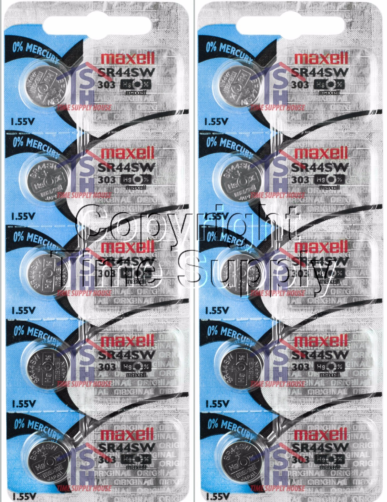 Maxell 303 SR44SW D303 SR44 V521 Battery 0% Mercury ( 10 PC )