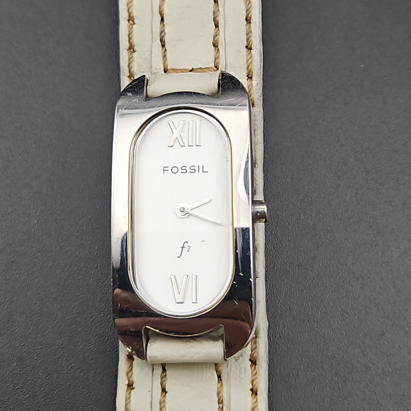 Fossil F2 #ES-9516 Stainless And Leather New Battery Good Condition