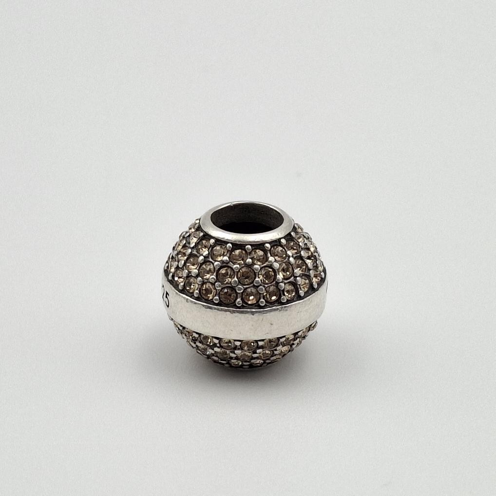 925 Sterling Silver Pave Set Dark Yellow Crystal November Birthstone Bead Charm