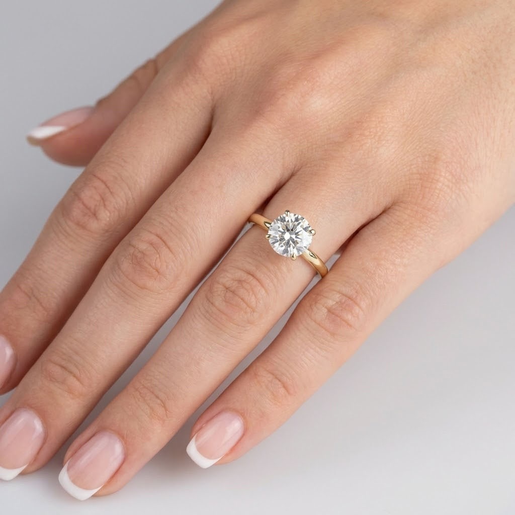 Solitaire Engagement Ring 14K Gold Classic 2.05 CT Round Lab-Grown Diamond G VS1