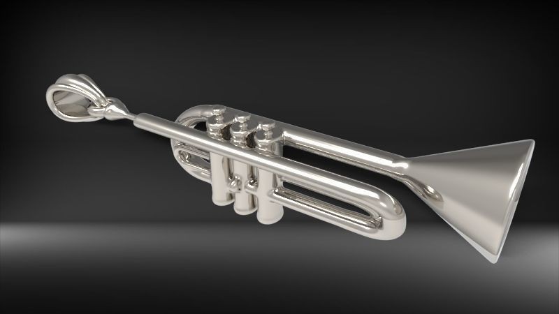 Trumpet Pendant | 999 Fine Silver 38.5mm | Handmade USA