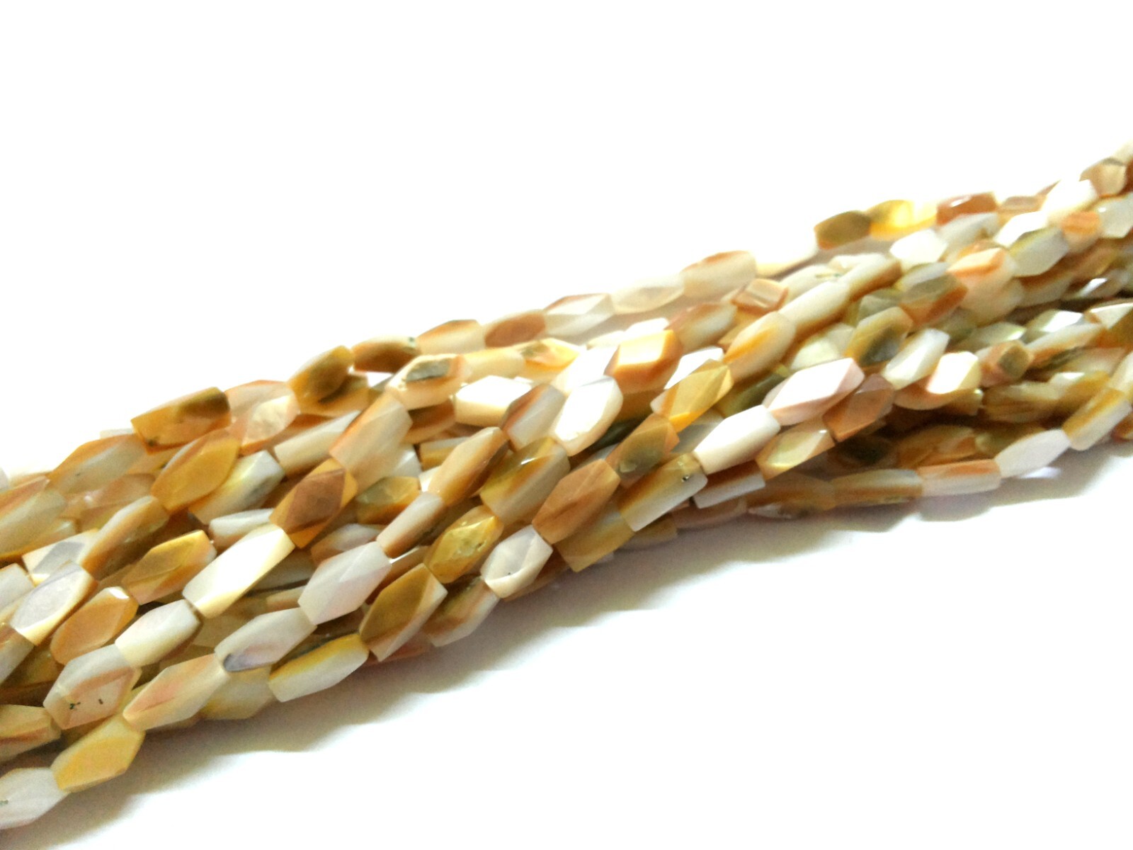 1 Strand Natural MOP Square Faceted 5×9-5x10mm MOP/Smoky Quartz Beads 12″inch