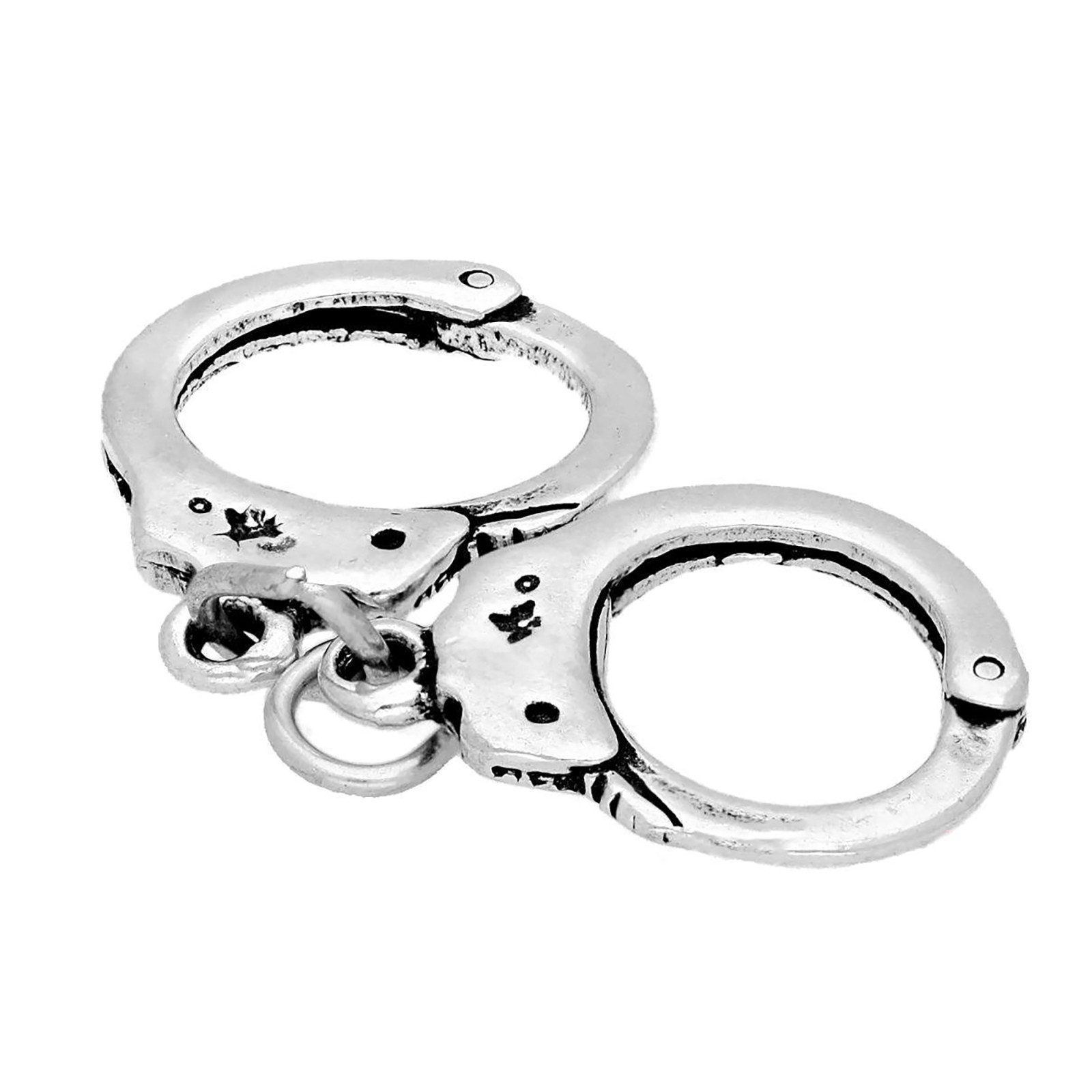 Police Handcuffs 3D 925 Solid Sterling Silver Charm Hand Cuffs MADE IN USA