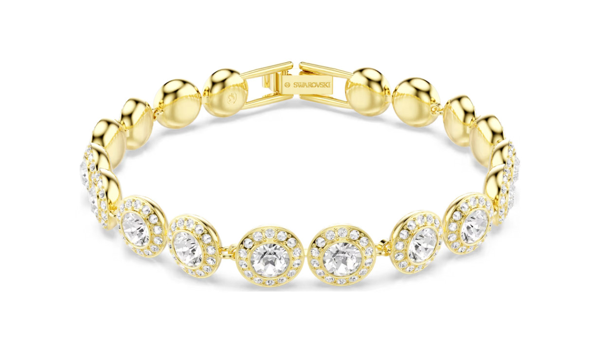 Swarovski Una Angelic Crystal Bracelet White Round Cut 18K Gold Tone Medium