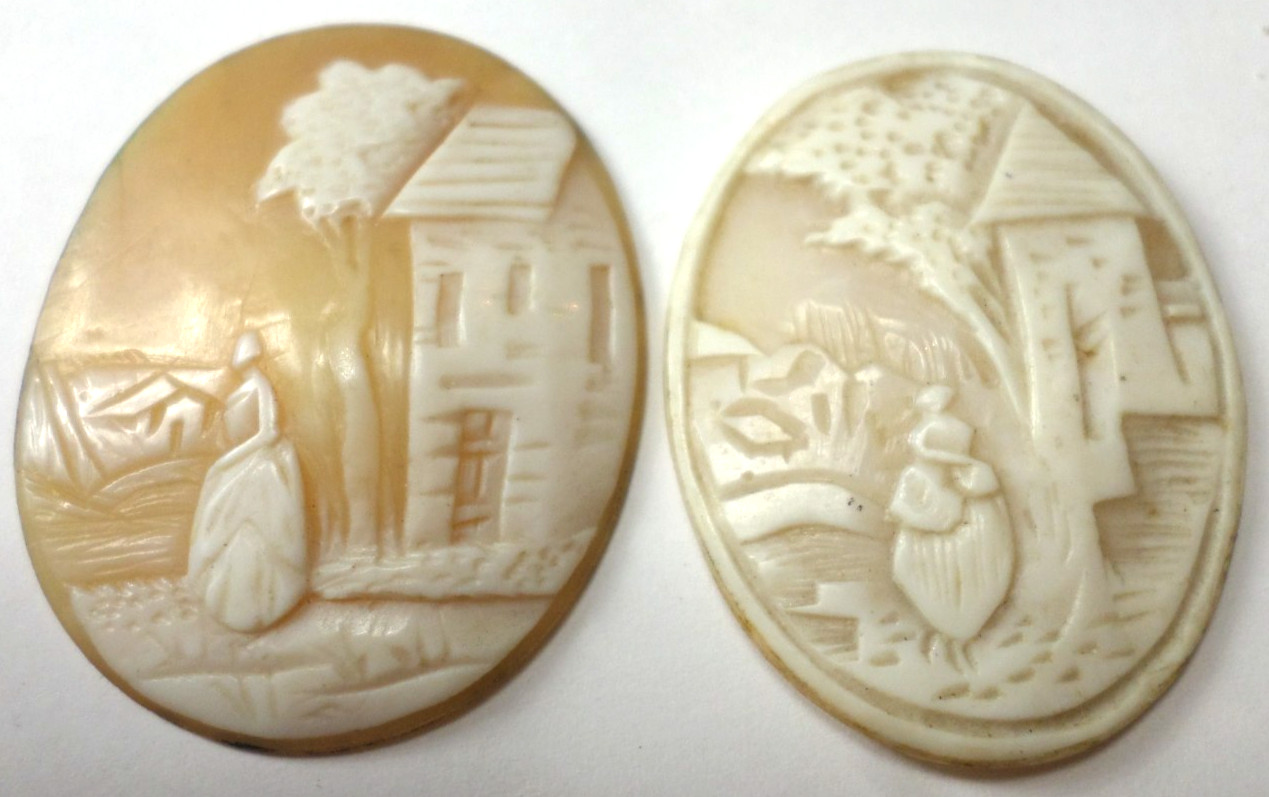 6 Vintage Loose Hand Carved Shell Women L-XL Classic Cameos 45×33 to 30x23mm