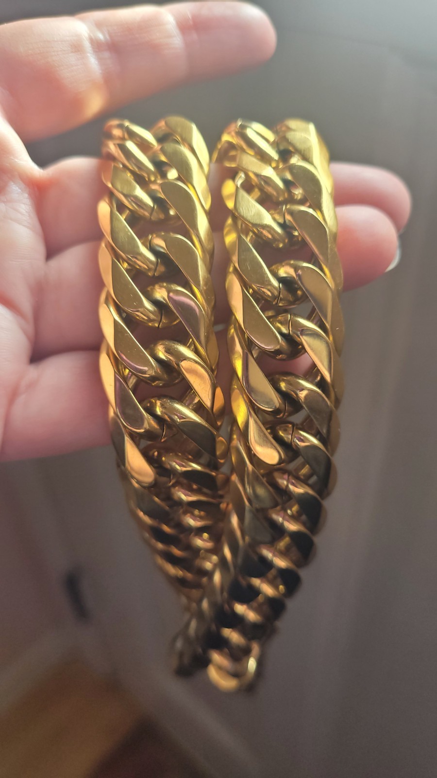24K 30″ 20mm Cuban Chain Heavy Weight Steel 400 Grams Yellow Gold Thick Plate