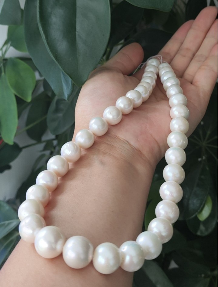AAAAA 12-13 MM GENUINE NATURAL Australian south sea white pearl necklace 18″