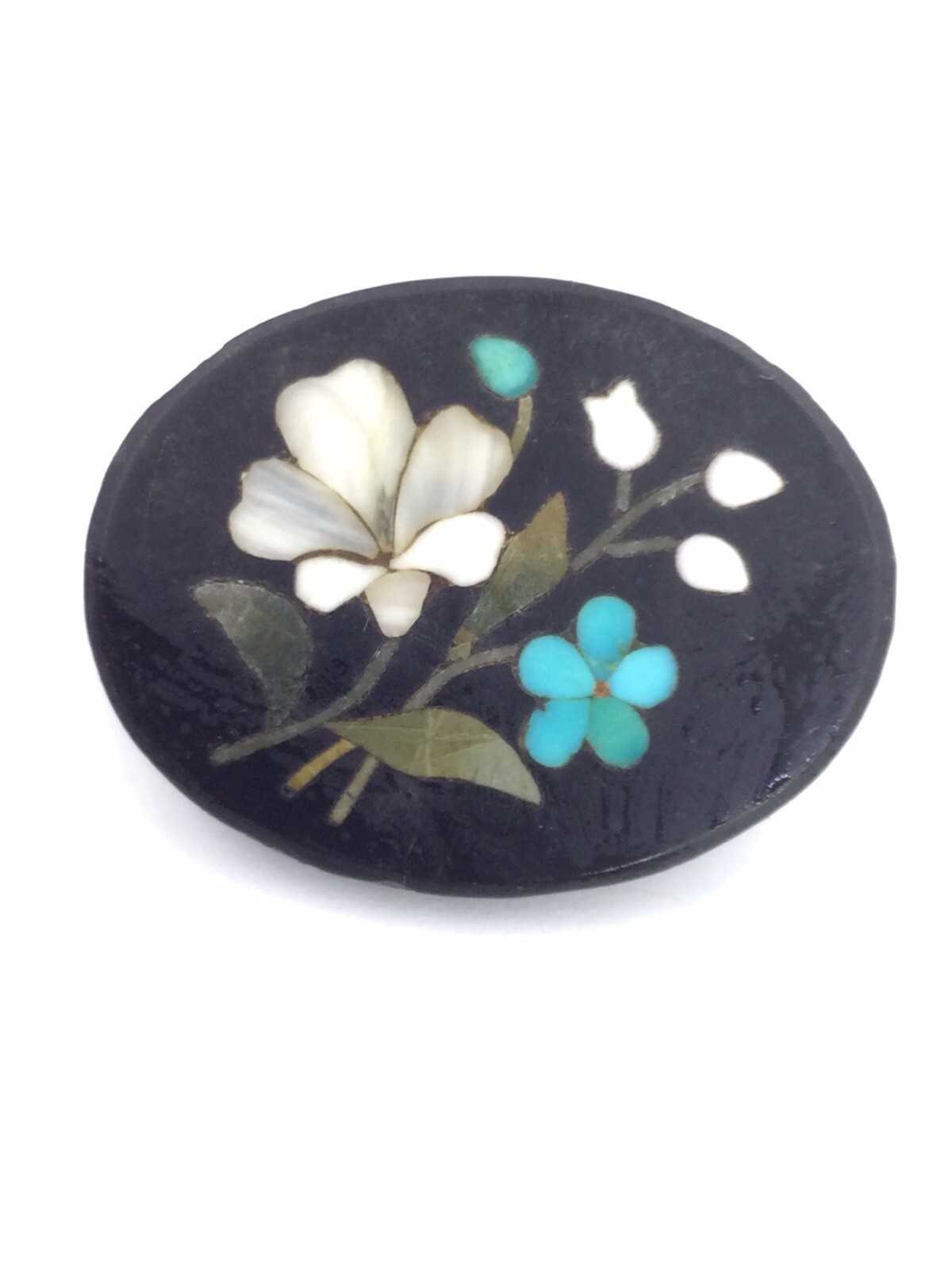 PETRA DURA FLORAL PIN – GOLD FILLED (V477)