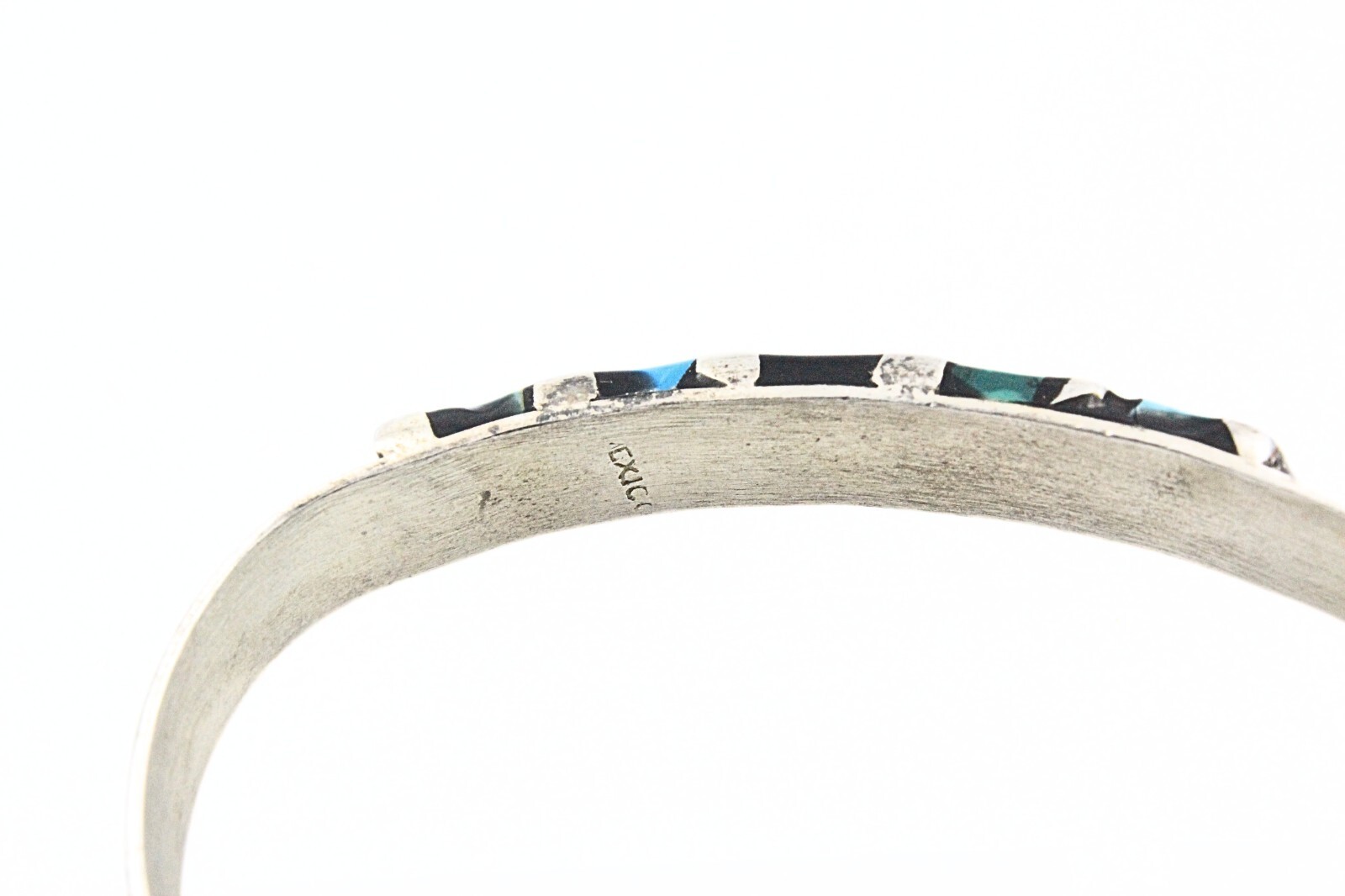 Lovely Mexico Nickle Silver Multi Stones Inlaid Cuff Bracelet
