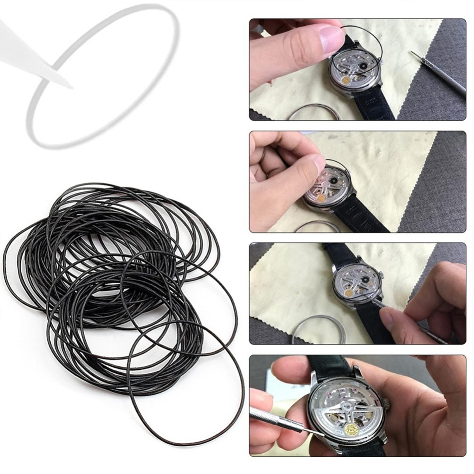 200Pcs Replacement Rubber 0.5mm 0.6mm O-ring watch washer waterproof Washer F