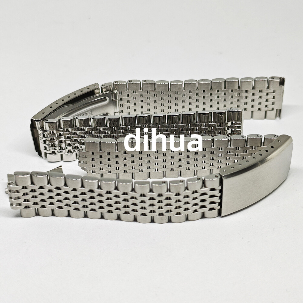 Vintage Rice Bead Metal Bracelet 18mm 20mm 22mm Stainless Steel Watch Band Strap