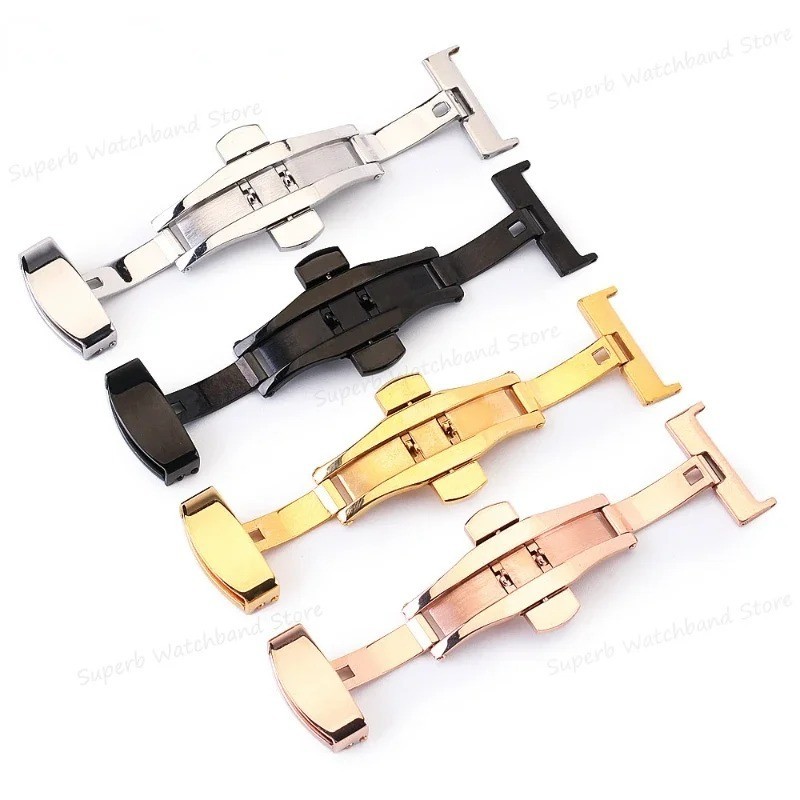 Curved End Silicone Watchband Rubber Strap Butterfly Buckle +CLASP
