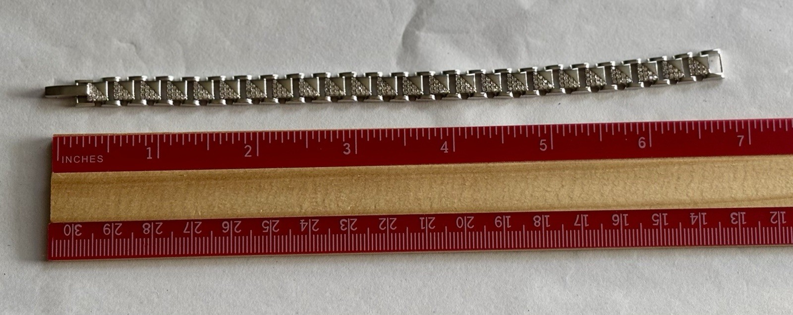 Mens Boys Stainless Steel/Titanium Bracelet With Faux Diamonds 925