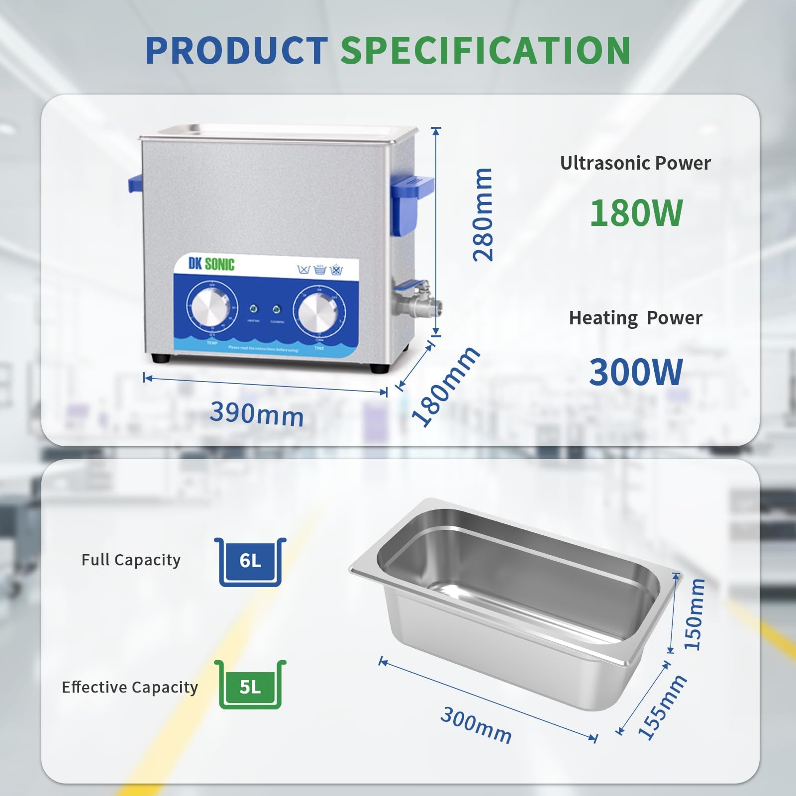 Ultrasonic Cleaner,6L 180W Sonic Cleaner with Heater&Mechanical Timer,Ultraso…