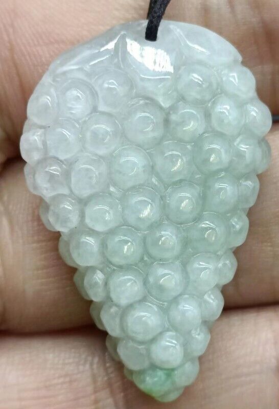 Certified Natural Light Green A Jade Jadeite Grape Pendant 百子千福