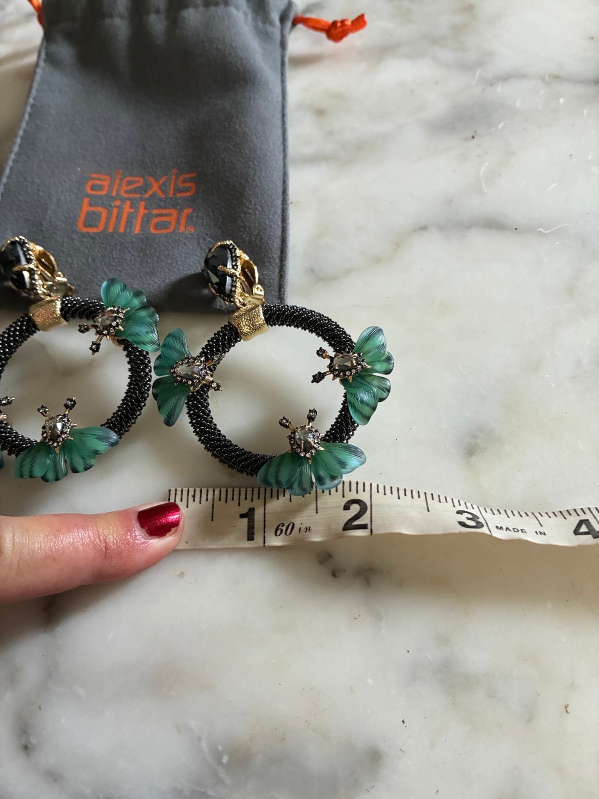 Alexis Bittar new green lucite crystal butterfly statement earrings