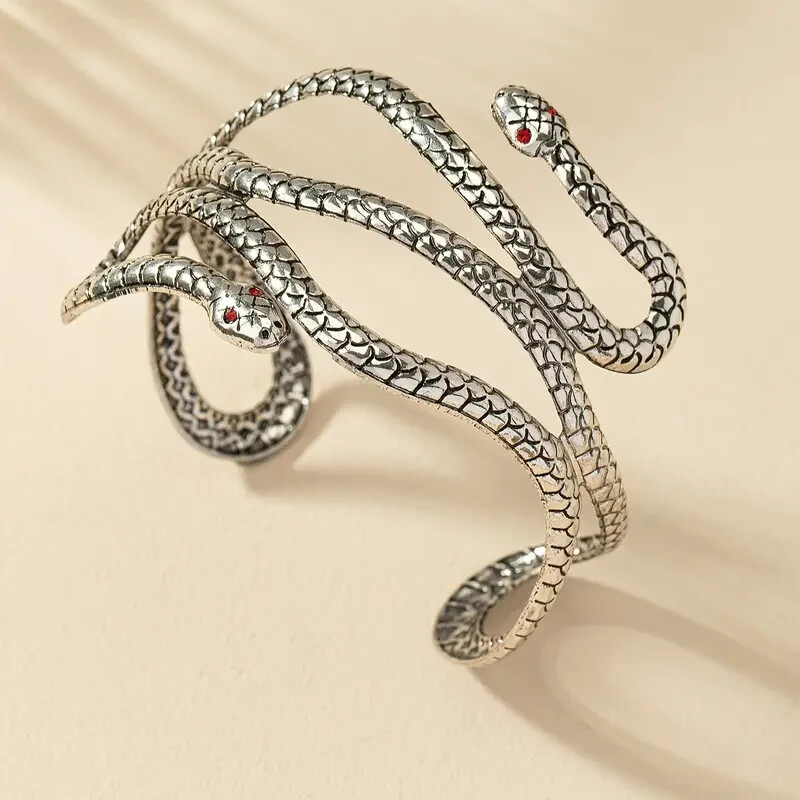 Elegant Unique 925 Sterling Silver Charm Cobra Snake Design Bracelet Bangle Cuff