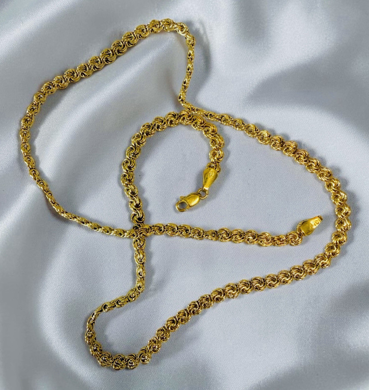 14K Yellow Gold VINTAGE 4.6mm Rosetta Link 20.5″ Necklace 8.76 Grams