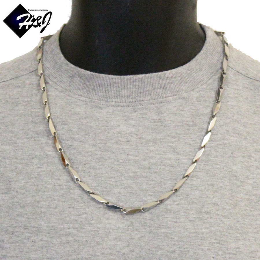 24″MEN Stainless Steel 4mm Silver Arrow Link Bullet Chain Necklace Bracelet SETS