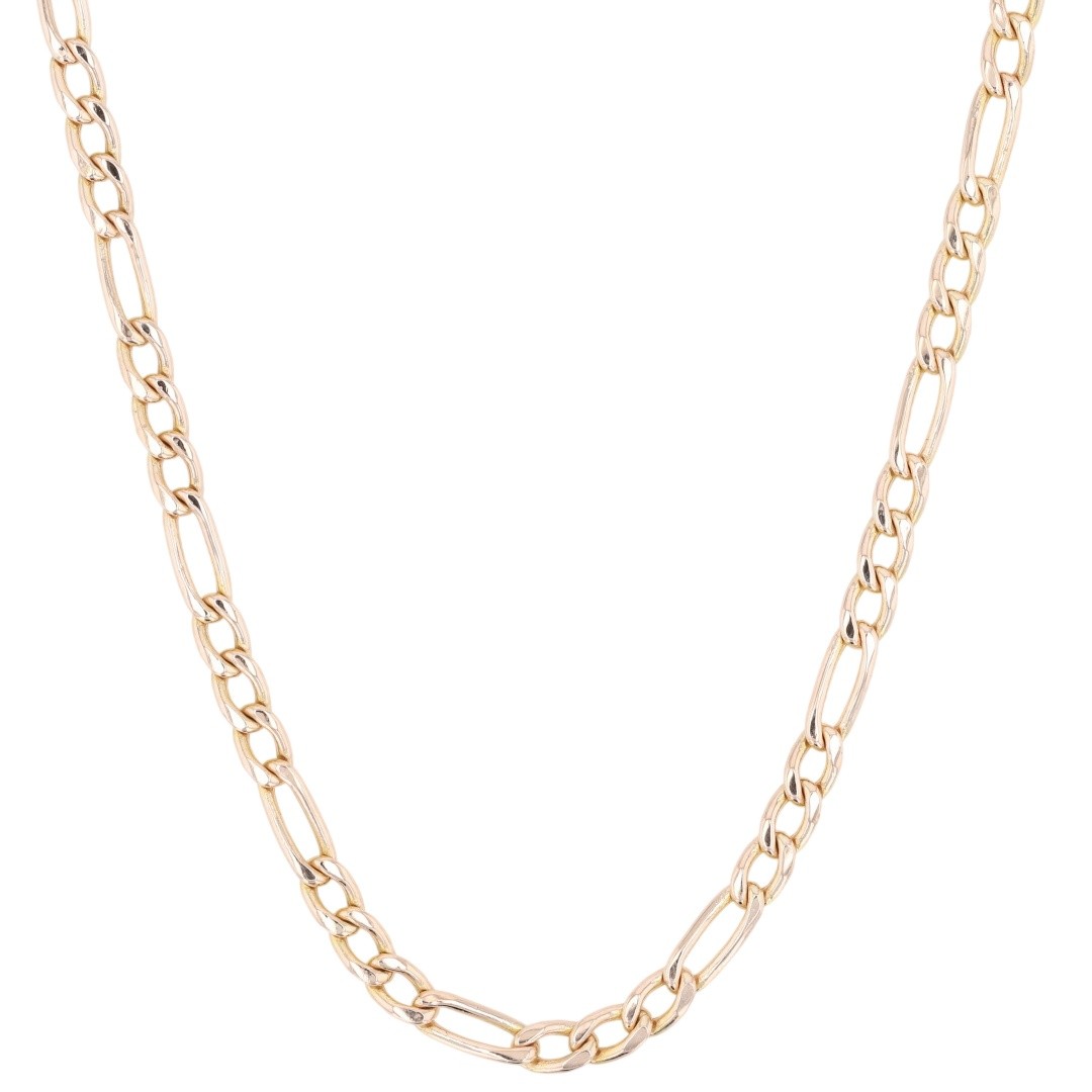 3.3mm Figaro Link Chain 20.75″ Necklace 14k Rose Gold Italy 6.50 Grams