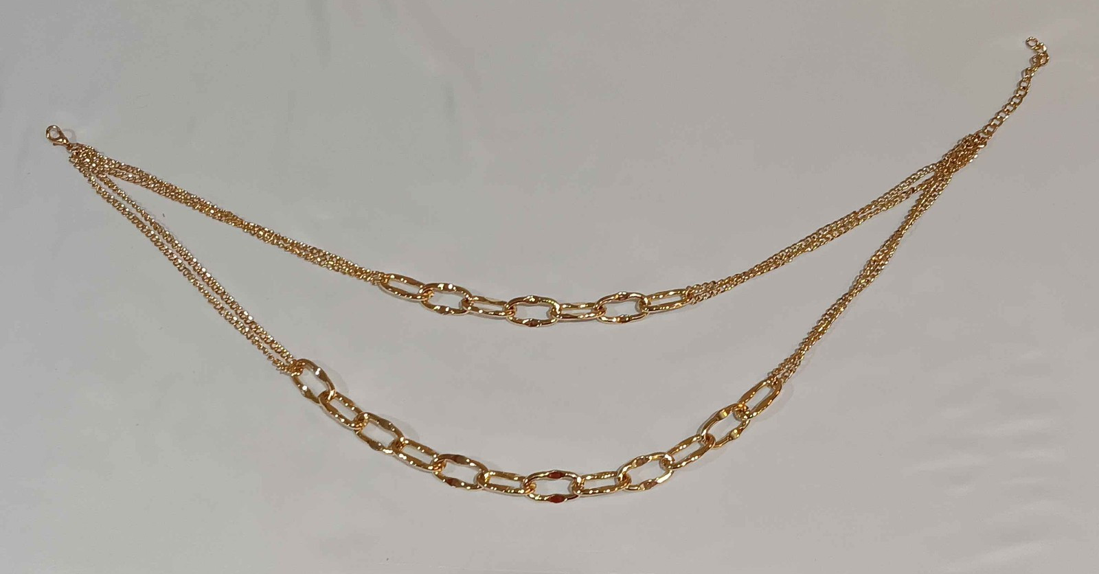 Metal Double Chain 16″ Faux Gold Necklace