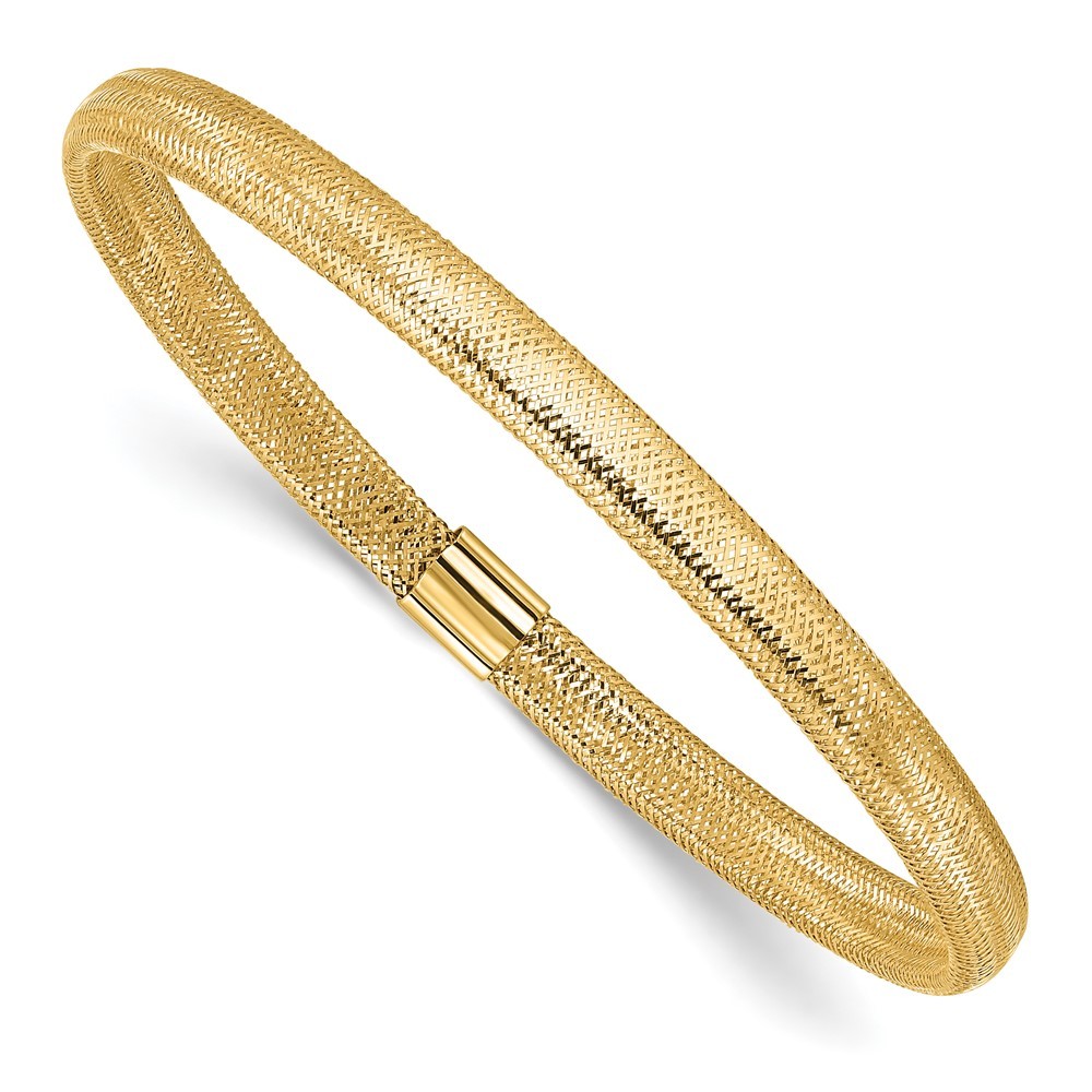 14K Yellow Gold Polished Stretch Bangle Bracelet 1.39gm