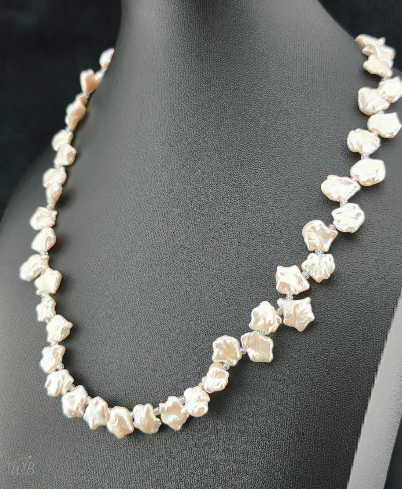 Real White Baroque Freshwater Cultured Pearl Star Necklace 20″ Silver Tone Clasp