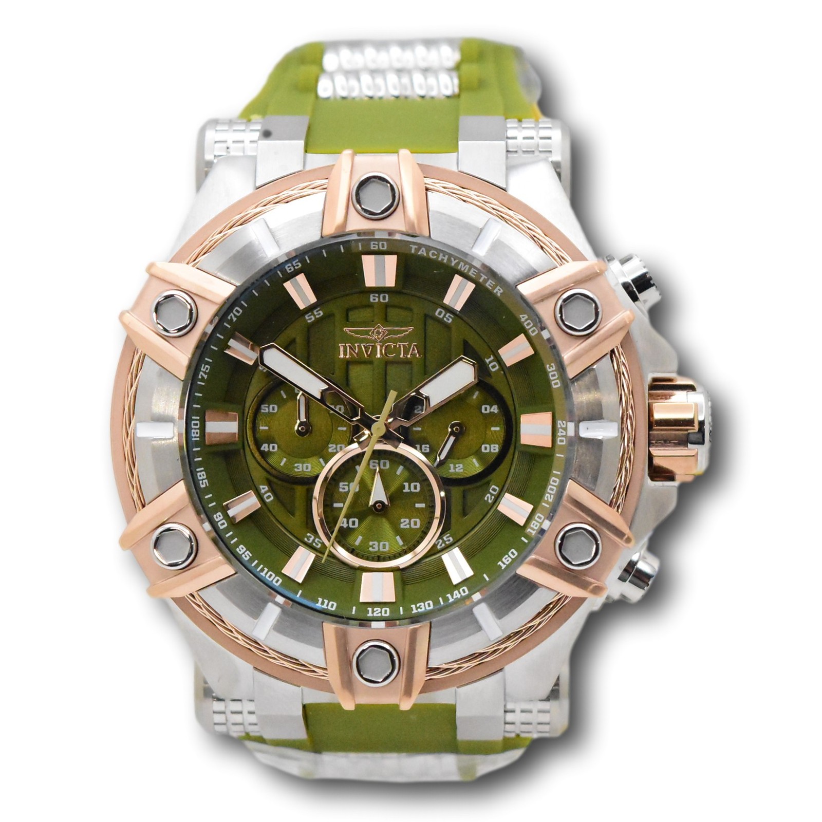 Invicta Bolt Surge Men’s 52mm Green & Rose Gold Chronograph Watch 49809