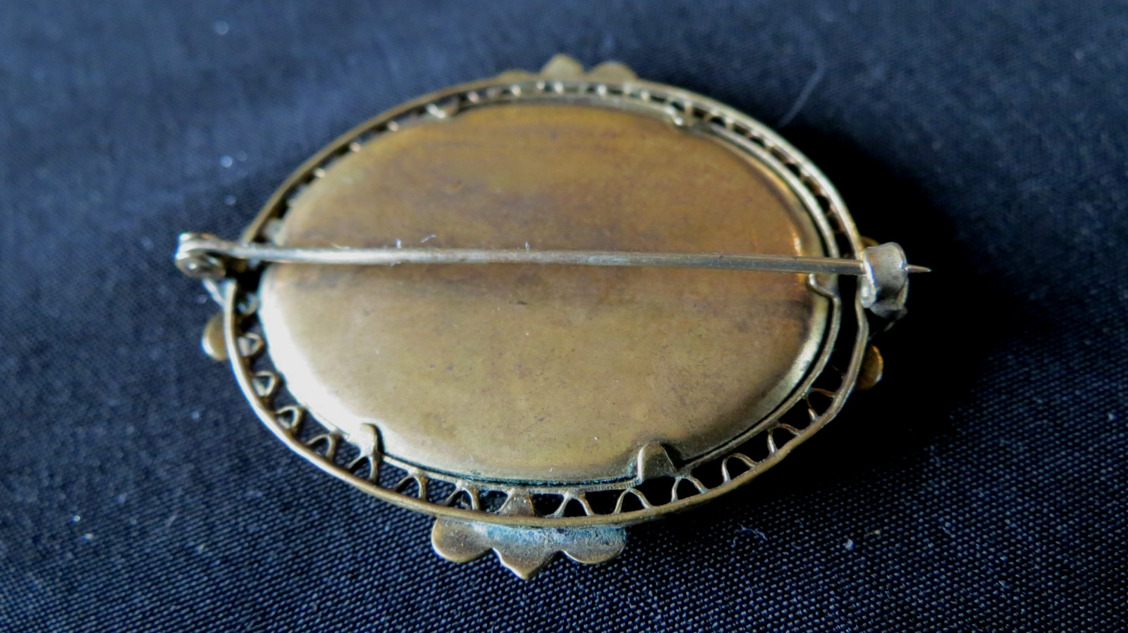 Victorian Gold Fill PIETRA DURA Micro Mosaic Floral Brooch C Clasp Pin Rare Find
