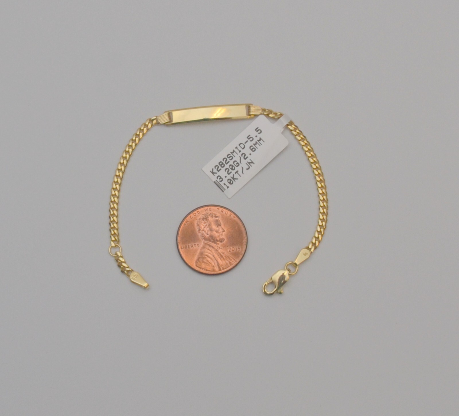 10K Solid Yellow Gold Cuban Link Chain Baby ID Bracelet 5 -5.5 Inches 3.2 Gr Q1