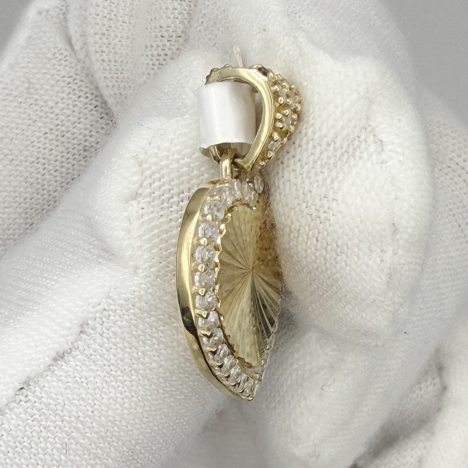 10k Yellow Gold Women For Her Cubic Zirconia Heart Charm Pendant Jewelry Gift