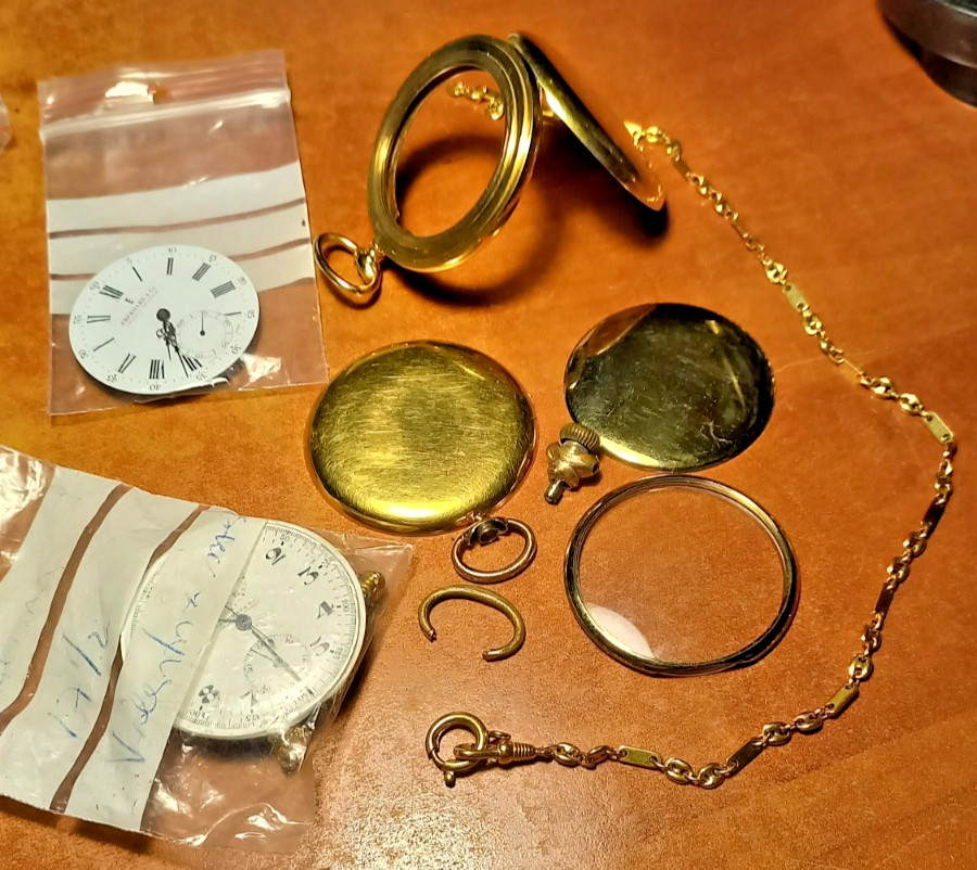 Lot of 2 Eberhard & Co Working Chronograph Pocket Watch Movements + 361-5