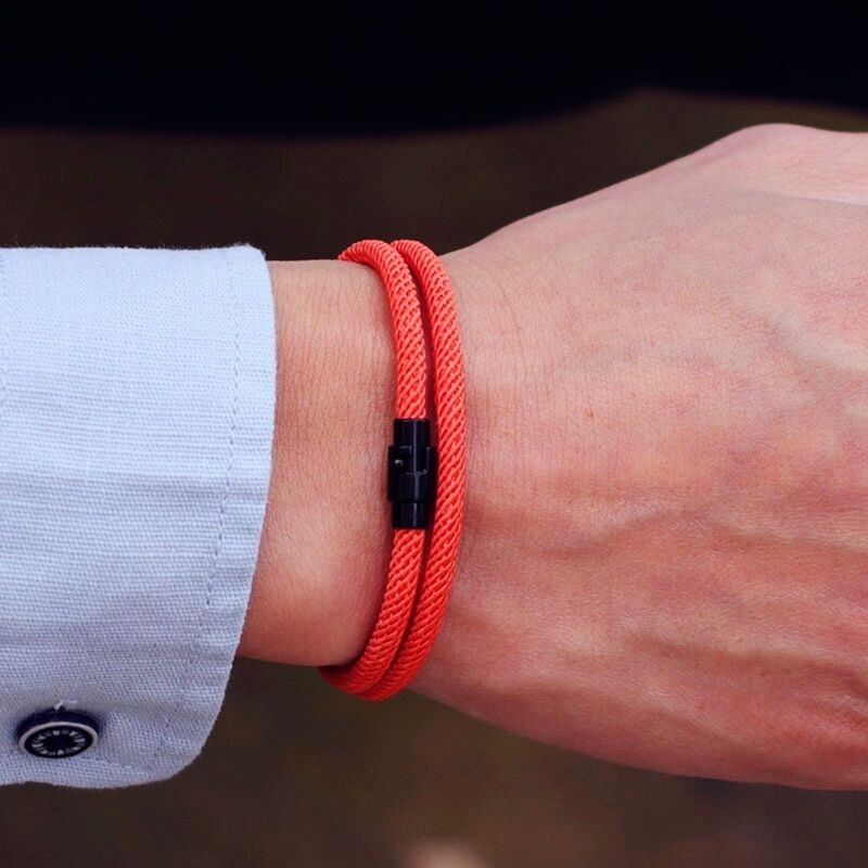 Men’s Rope Bracelet Double Layer Simple Style Thread Fabric Casual Accessory