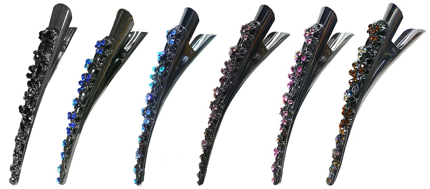 Set of 3 Crystal Alligator Duckbill Hair clips Beak Clips Hair Bun YY86110-1-3