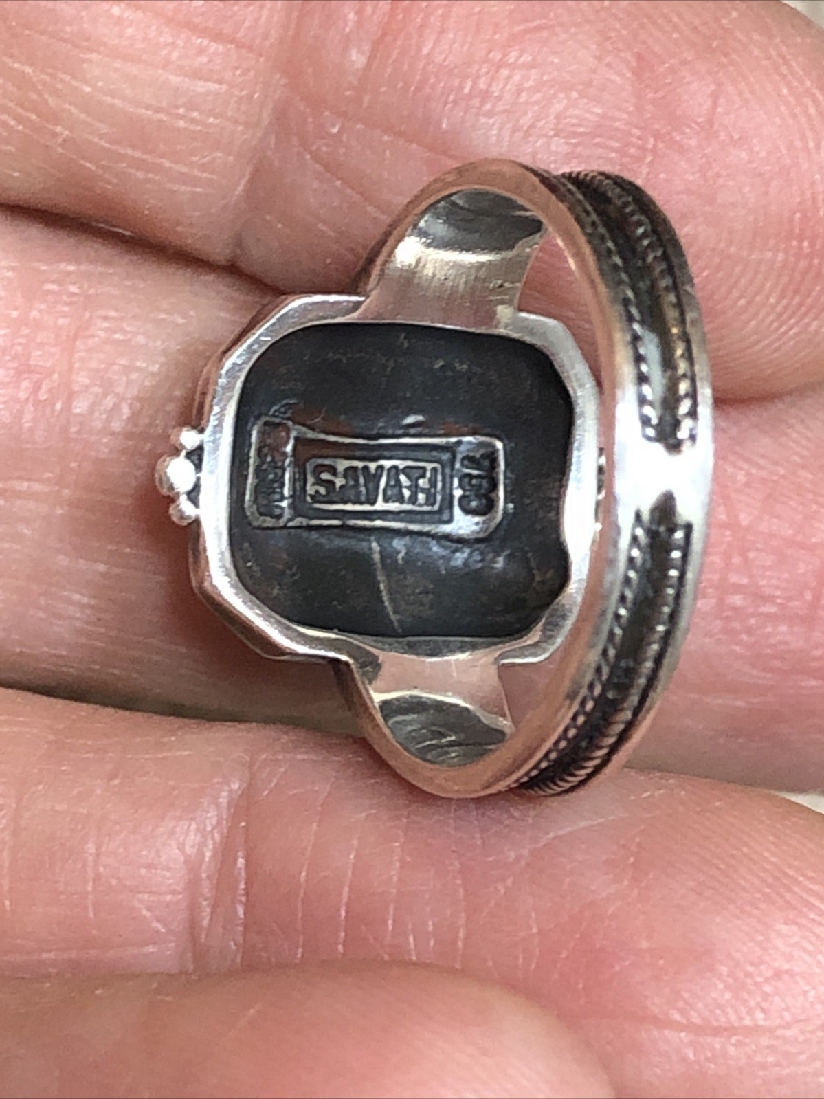 40. Vintage SAVATI Sterling silver 925 Pointed Lapis stone Ring 7.5s. 4.9g