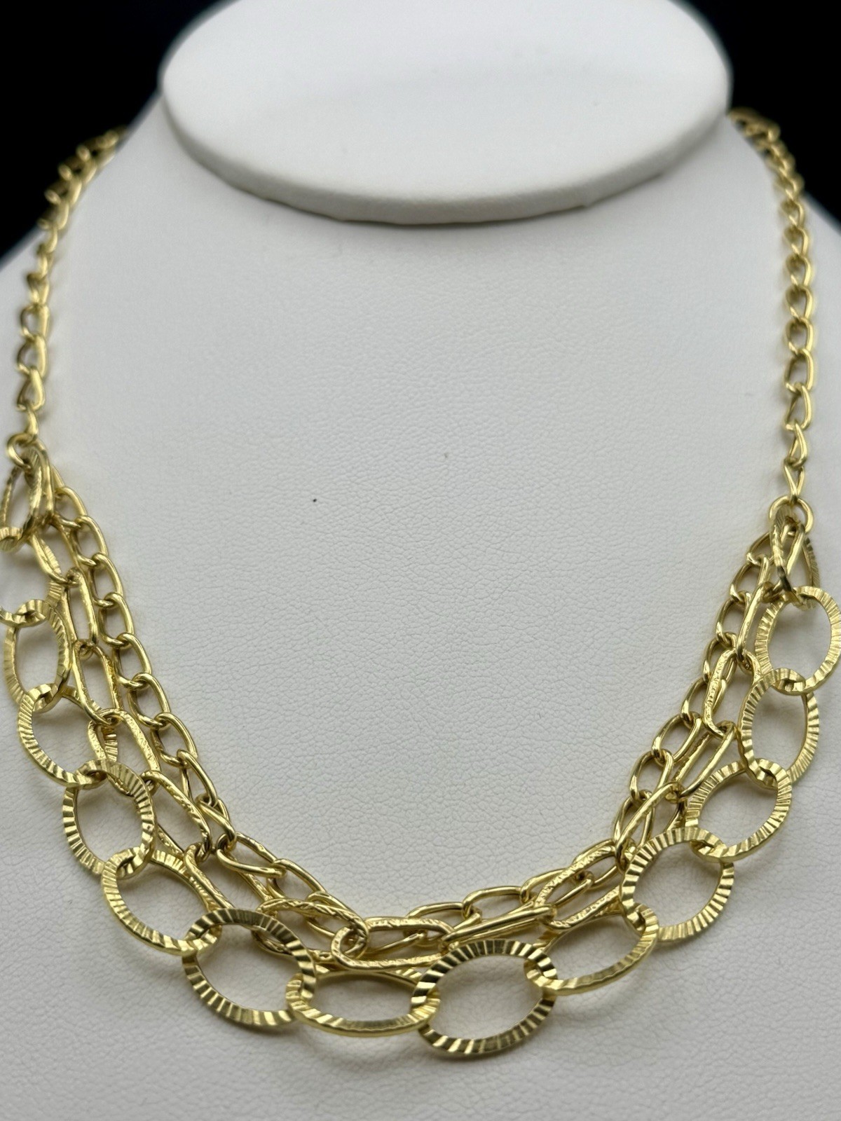 14k Solid Yellow Gold Italian Multi Link Statement Chain Necklace 18.5in, 5.1g