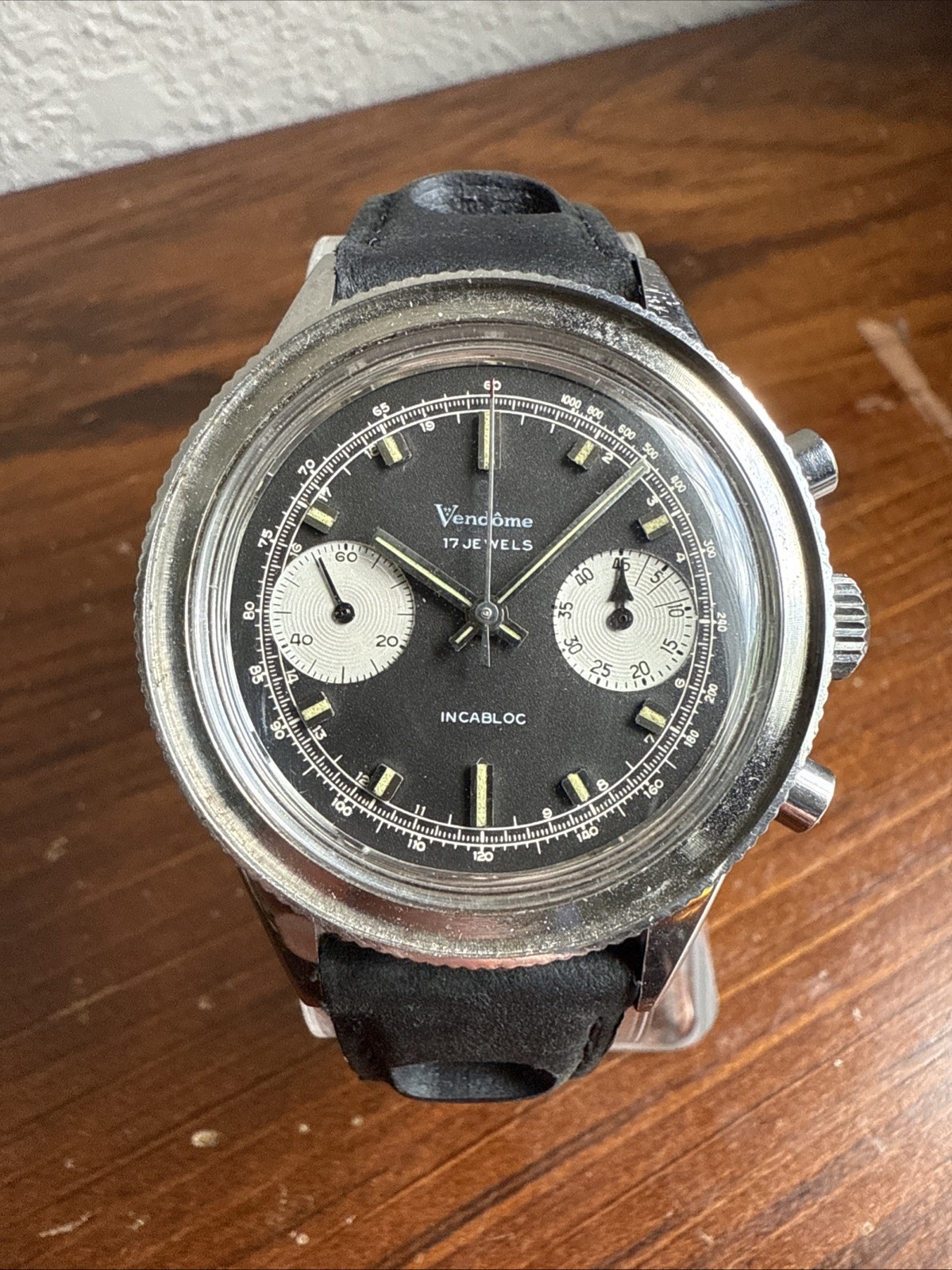 Yema Speedgraf Ref 9312 Valjoux 7730 Working Missing Bezel “Vendome” Panda Dial