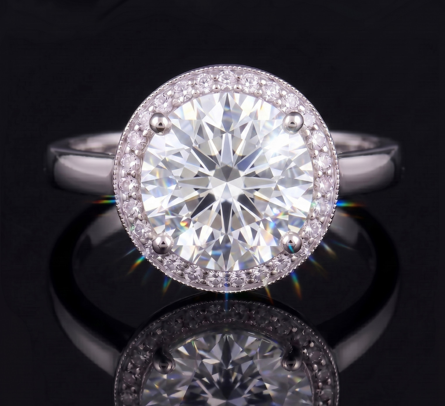 RARE 6.00 Ct Certified Round Shape White Natural Diamond Ring White Gold Finish