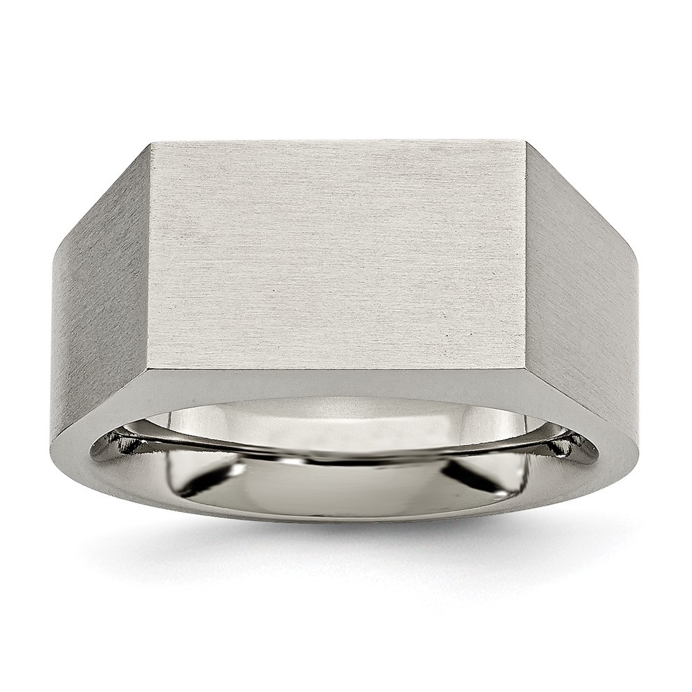 Titanium Brushed and Polished Signet Ring Size 12 for Men’s 8.06gm