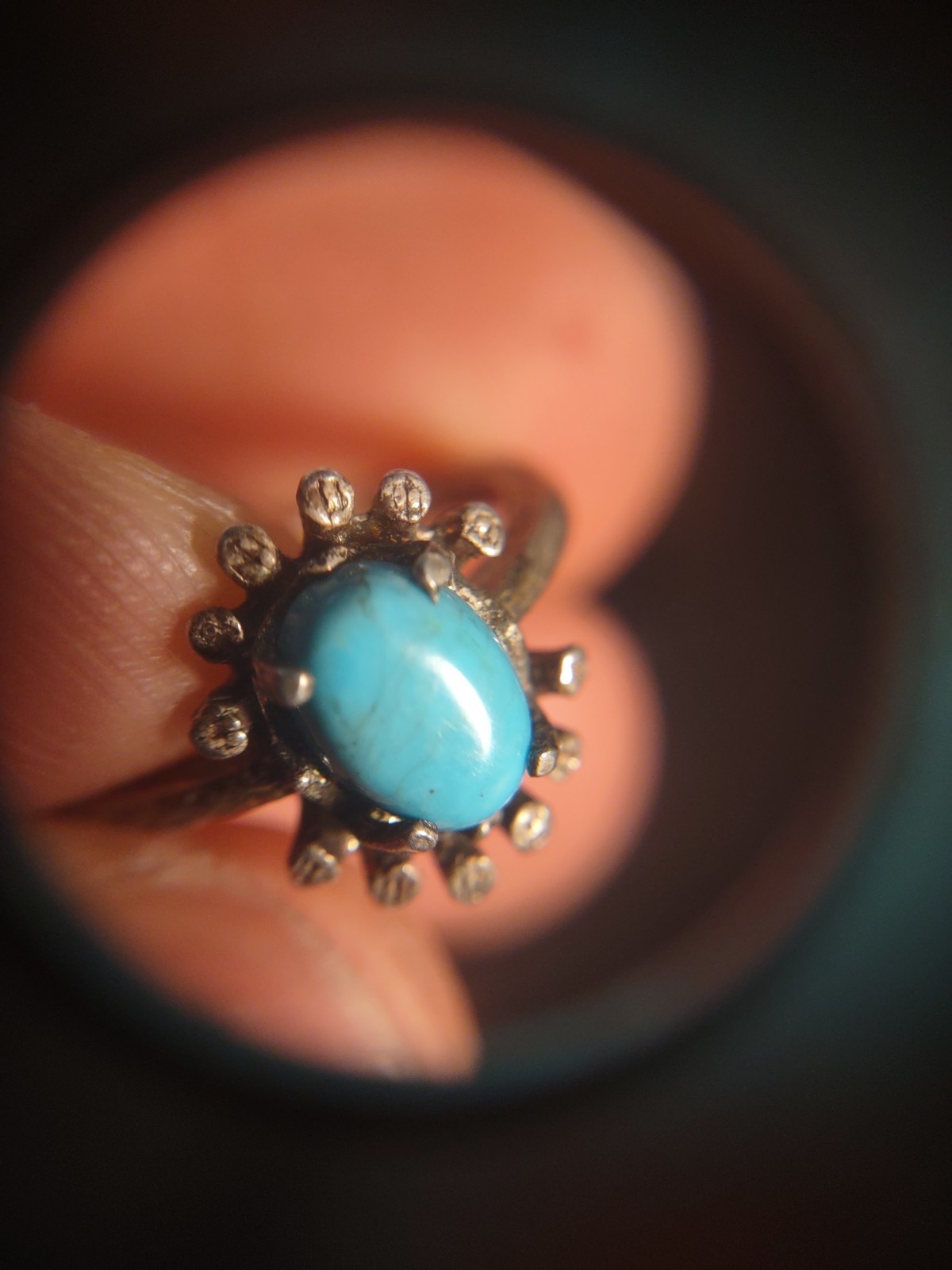 2.4 Grams Size 4 Modern 925 Sterling Silver Real Turquoise Ring