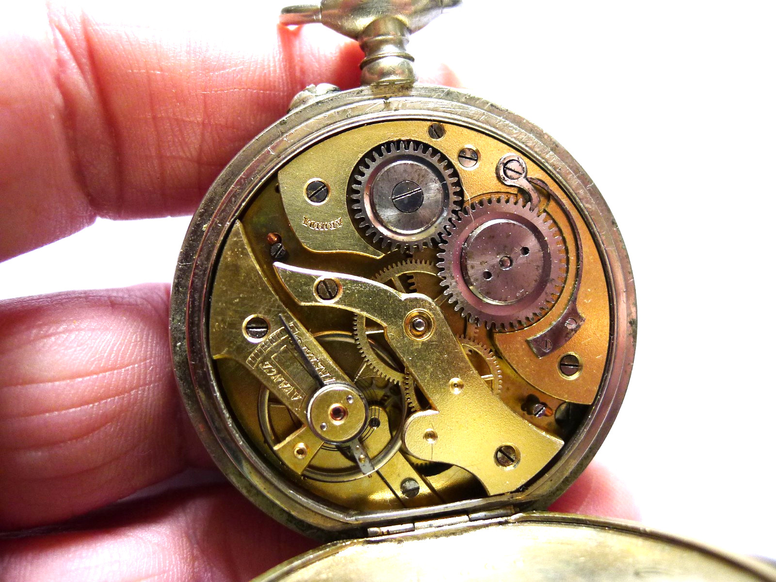 Armida C1900 Nickel White Dialed 48mm Pin Set Pocket Watch. Working. GC