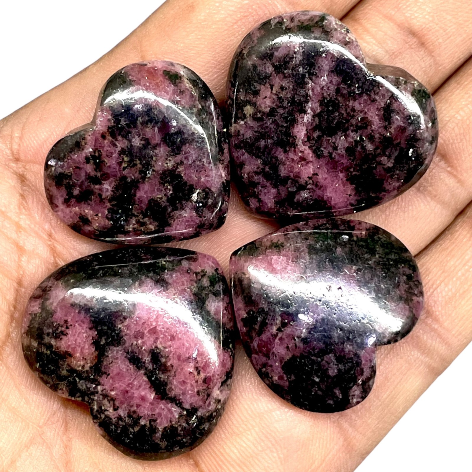 4 Pcs Natural Red Rhodonite 25-29mm Heart Shape Pendant Size Loose Gemstones Lot